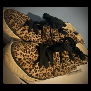 Leopard print hightop sneakers